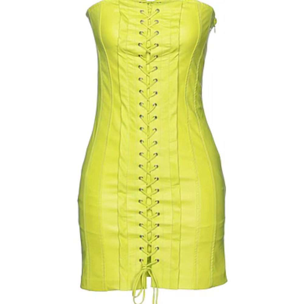 Vibrant Strapless Lace-Up Dress